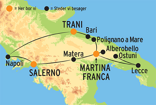 Kort over rejsen et syditaliensk eventyr